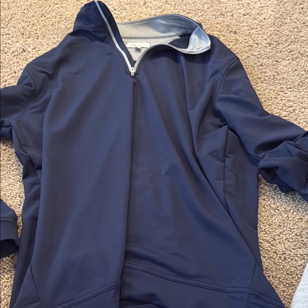 Peter Millar Navy and Gray Quarter-Zip Pullover